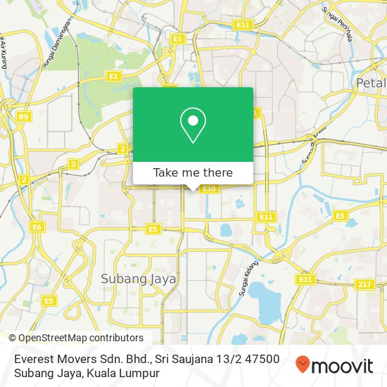Peta Everest Movers Sdn. Bhd., Sri Saujana 13 / 2 47500 Subang Jaya