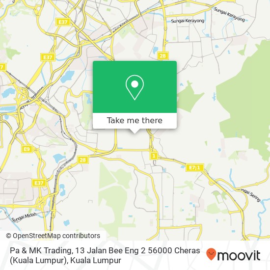 Pa & MK Trading, 13 Jalan Bee Eng 2 56000 Cheras (Kuala Lumpur) map