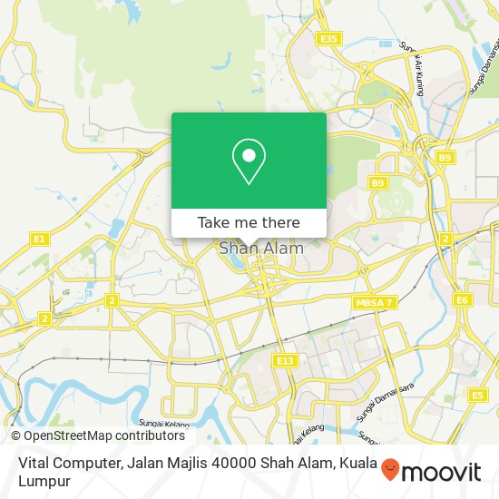 Peta Vital Computer, Jalan Majlis 40000 Shah Alam