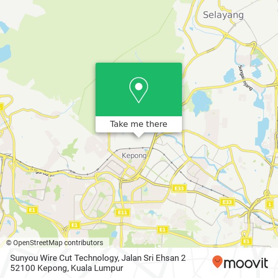 Peta Sunyou Wire Cut Technology, Jalan Sri Ehsan 2 52100 Kepong