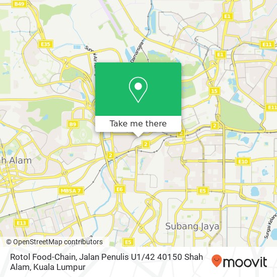 Peta Rotol Food-Chain, Jalan Penulis U1 / 42 40150 Shah Alam