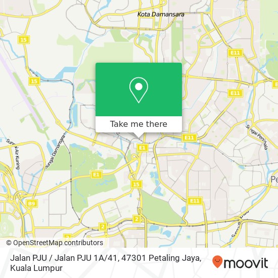Peta Jalan PJU / Jalan PJU 1A / 41, 47301 Petaling Jaya