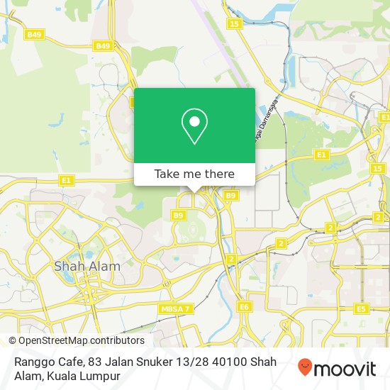 Peta Ranggo Cafe, 83 Jalan Snuker 13 / 28 40100 Shah Alam