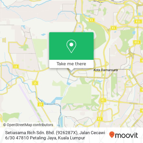 Setiasama Rich Sdn. Bhd. (926287X), Jalan Cecawi 6 / 30 47810 Petaling Jaya map