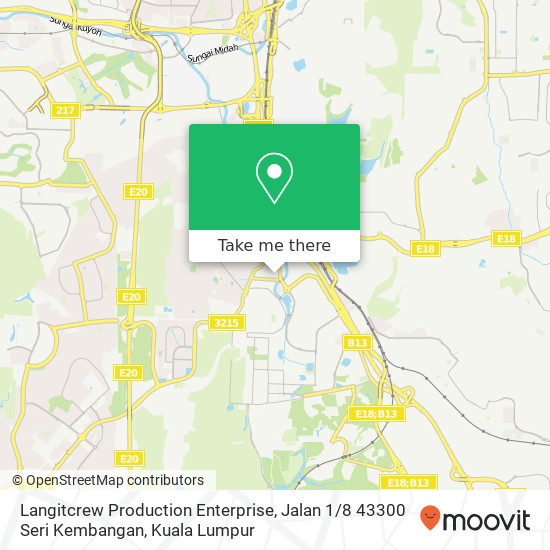 Langitcrew Production Enterprise, Jalan 1 / 8 43300 Seri Kembangan map