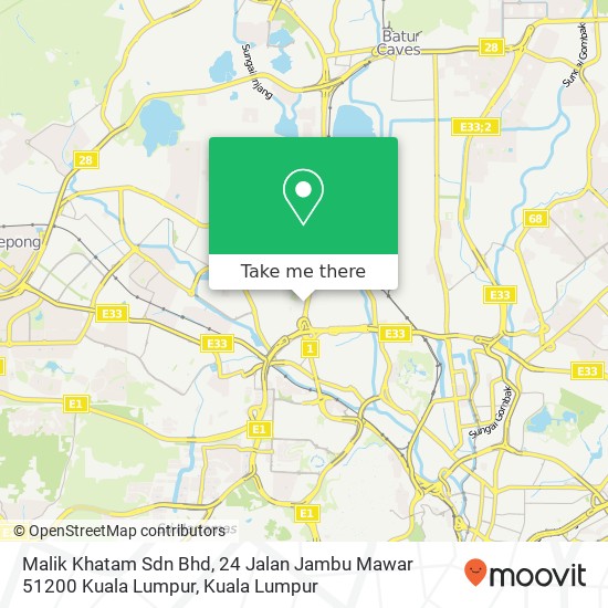 Malik Khatam Sdn Bhd, 24 Jalan Jambu Mawar 51200 Kuala Lumpur map