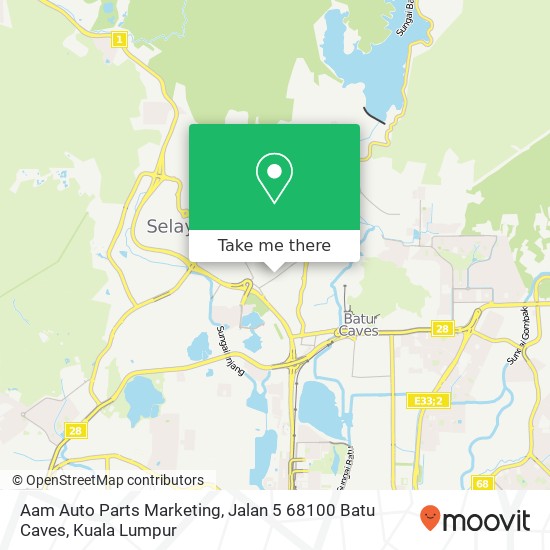 Peta Aam Auto Parts Marketing, Jalan 5 68100 Batu Caves