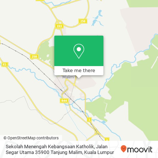 Peta Sekolah Menengah Kebangsaan Katholik, Jalan Segar Utama 35900 Tanjung Malim