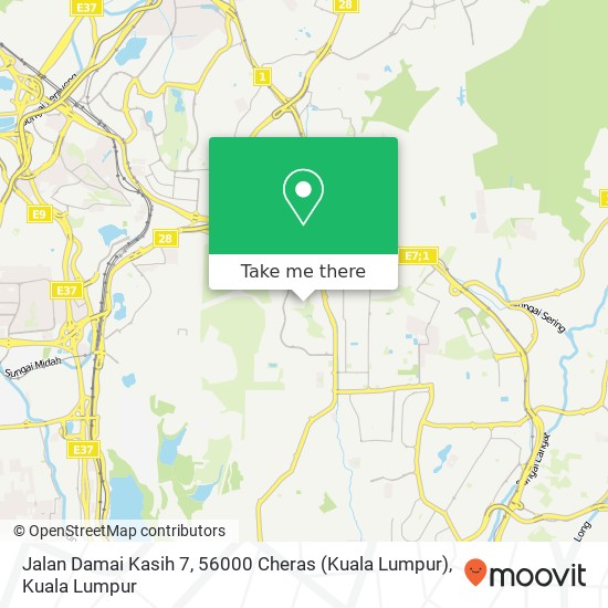 Peta Jalan Damai Kasih 7, 56000 Cheras (Kuala Lumpur)