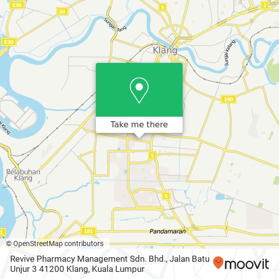 Peta Revive Pharmacy Management Sdn. Bhd., Jalan Batu Unjur 3 41200 Klang
