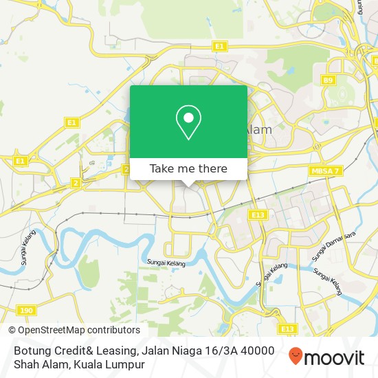 Peta Botung Credit& Leasing, Jalan Niaga 16 / 3A 40000 Shah Alam