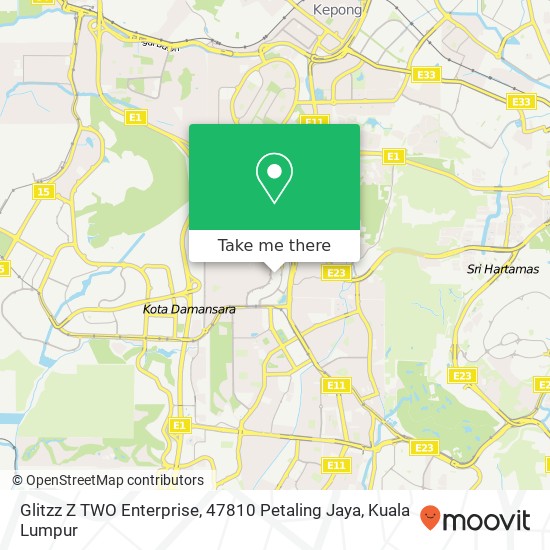 Peta Glitzz Z TWO Enterprise, 47810 Petaling Jaya