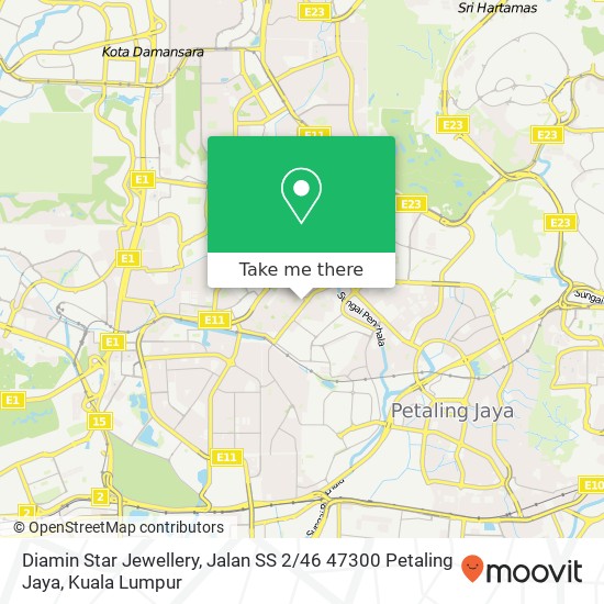 Peta Diamin Star Jewellery, Jalan SS 2 / 46 47300 Petaling Jaya