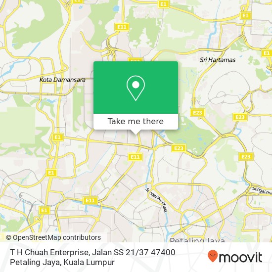 Peta T H Chuah Enterprise, Jalan SS 21 / 37 47400 Petaling Jaya