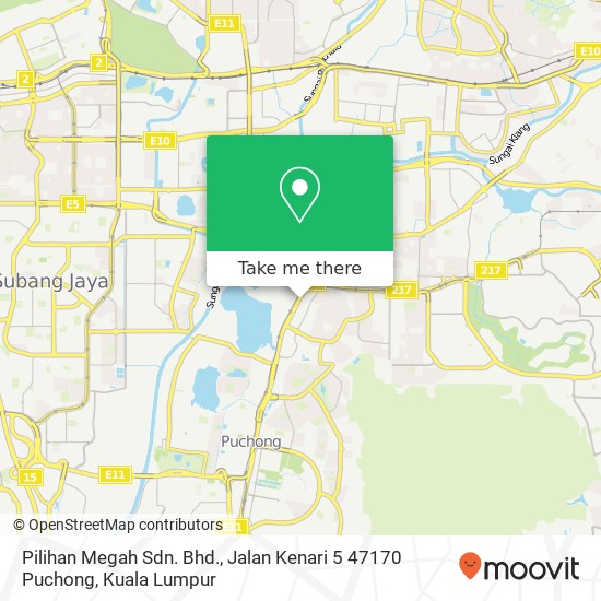 Pilihan Megah Sdn. Bhd., Jalan Kenari 5 47170 Puchong map