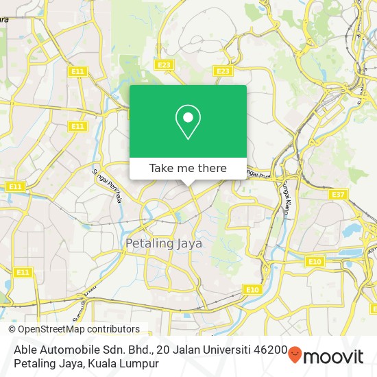 Able Automobile Sdn. Bhd., 20 Jalan Universiti 46200 Petaling Jaya map