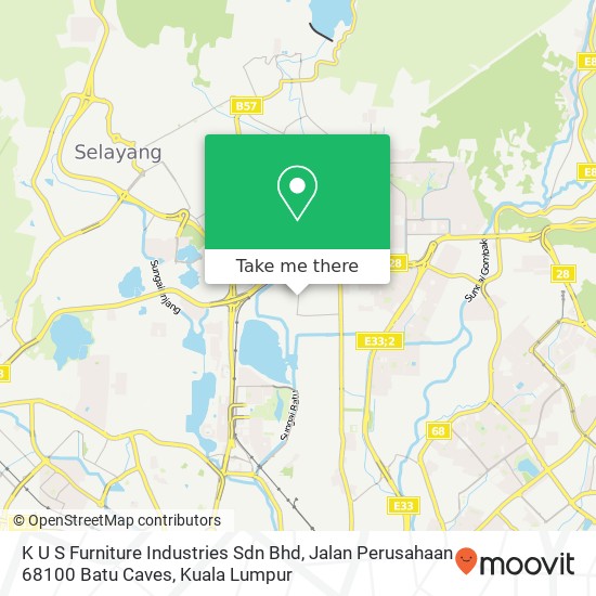 Peta K U S Furniture Industries Sdn Bhd, Jalan Perusahaan 68100 Batu Caves