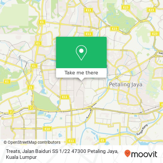 Treats, Jalan Baiduri SS 1 / 22 47300 Petaling Jaya map
