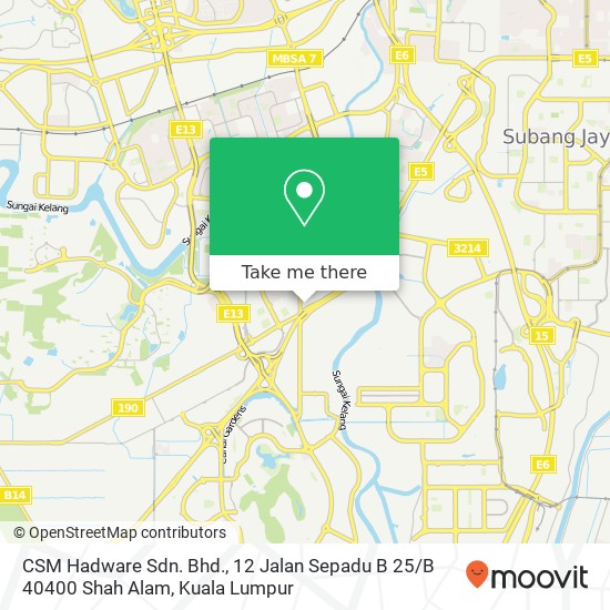 CSM Hadware Sdn. Bhd., 12 Jalan Sepadu B 25 / B 40400 Shah Alam map
