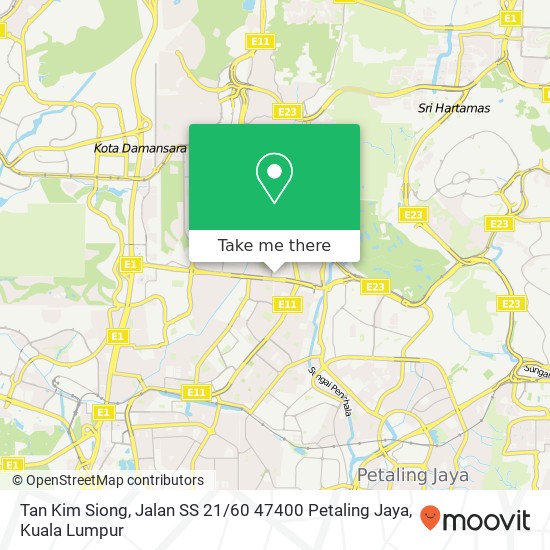 Peta Tan Kim Siong, Jalan SS 21 / 60 47400 Petaling Jaya