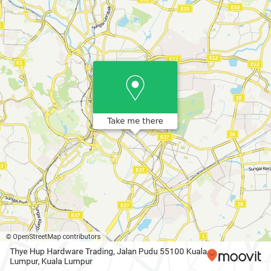Peta Thye Hup Hardware Trading, Jalan Pudu 55100 Kuala Lumpur