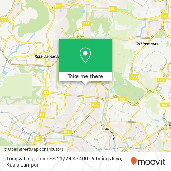 Peta Tang & Ling, Jalan SS 21 / 24 47400 Petaling Jaya