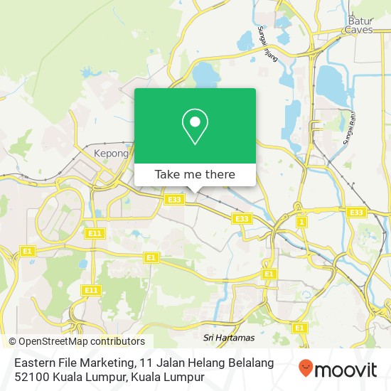 Peta Eastern File Marketing, 11 Jalan Helang Belalang 52100 Kuala Lumpur