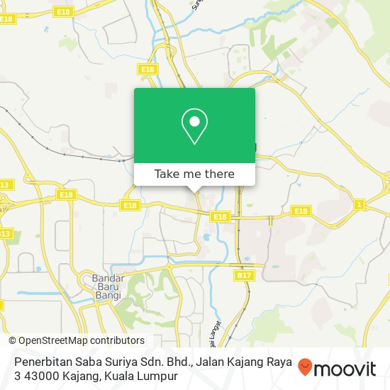 Peta Penerbitan Saba Suriya Sdn. Bhd., Jalan Kajang Raya 3 43000 Kajang