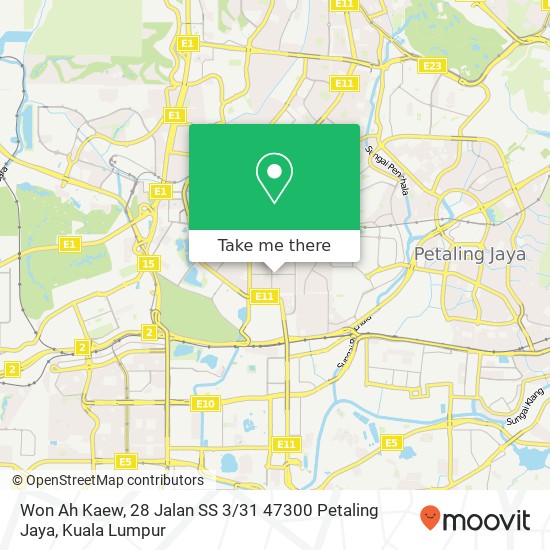 Peta Won Ah Kaew, 28 Jalan SS 3 / 31 47300 Petaling Jaya