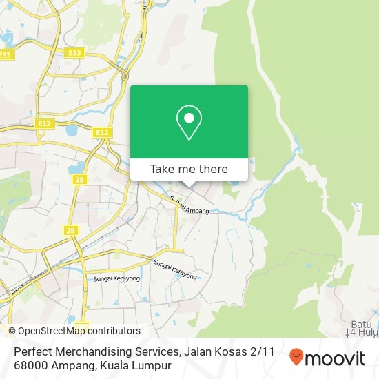 Perfect Merchandising Services, Jalan Kosas 2 / 11 68000 Ampang map