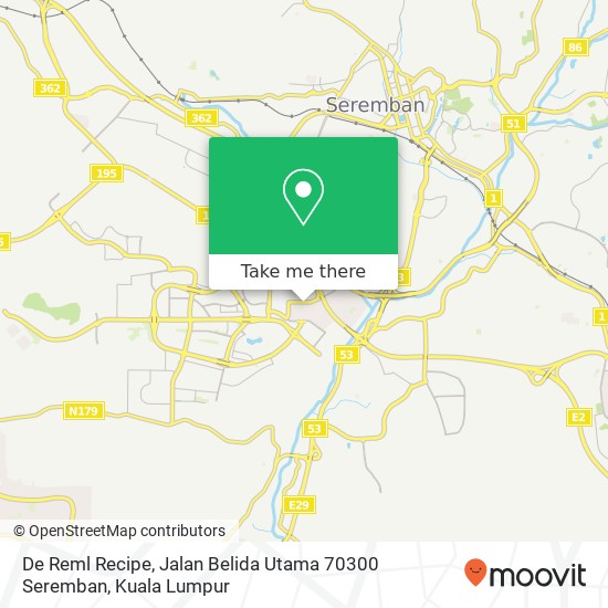 De Reml Recipe, Jalan Belida Utama 70300 Seremban map