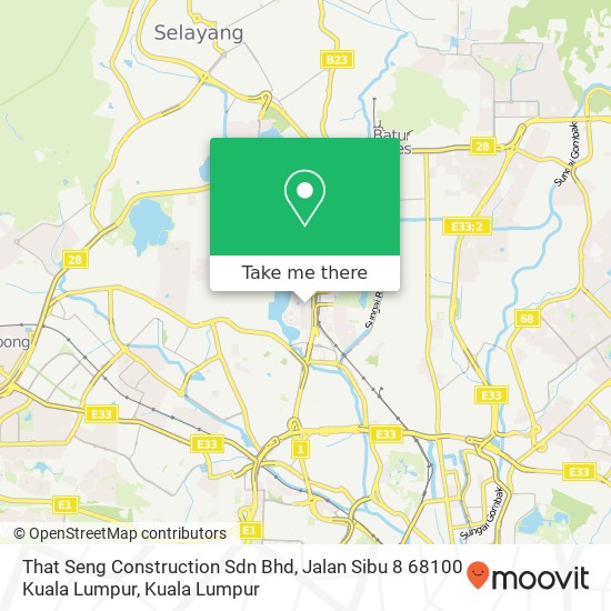 Peta That Seng Construction Sdn Bhd, Jalan Sibu 8 68100 Kuala Lumpur