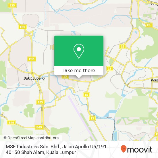 MSE Industries Sdn. Bhd., Jalan Apollo U5 / 191 40150 Shah Alam map