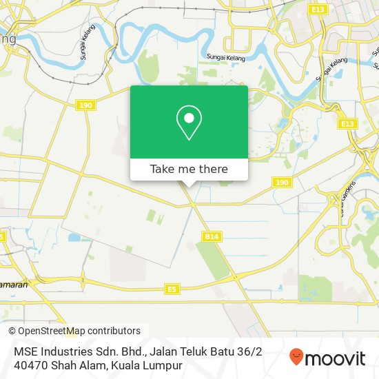 Peta MSE Industries Sdn. Bhd., Jalan Teluk Batu 36 / 2 40470 Shah Alam