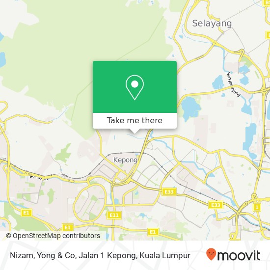 Peta Nizam, Yong & Co, Jalan 1 Kepong