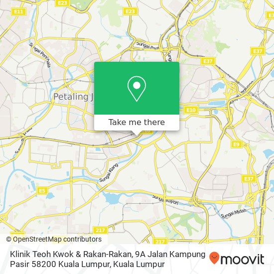 Peta Klinik Teoh Kwok & Rakan-Rakan, 9A Jalan Kampung Pasir 58200 Kuala Lumpur