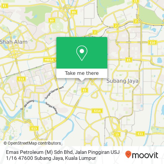 Emas Petroleum (M) Sdn Bhd, Jalan Pinggiran USJ 1 / 16 47600 Subang Jaya map