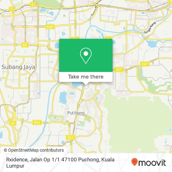 Peta Rxidence, Jalan Op 1 / 1 47100 Puchong