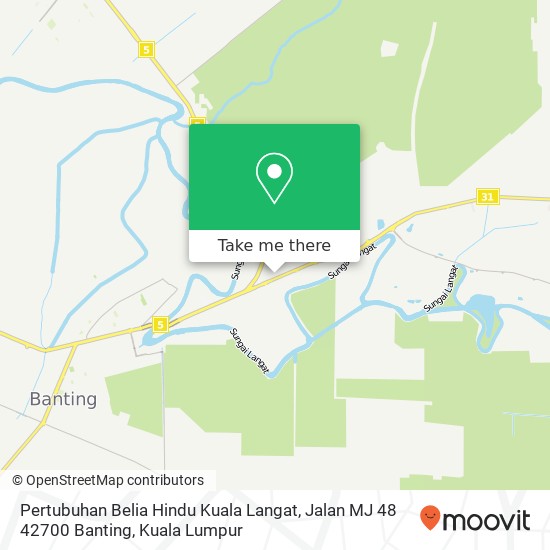 Peta Pertubuhan Belia Hindu Kuala Langat, Jalan MJ 48 42700 Banting