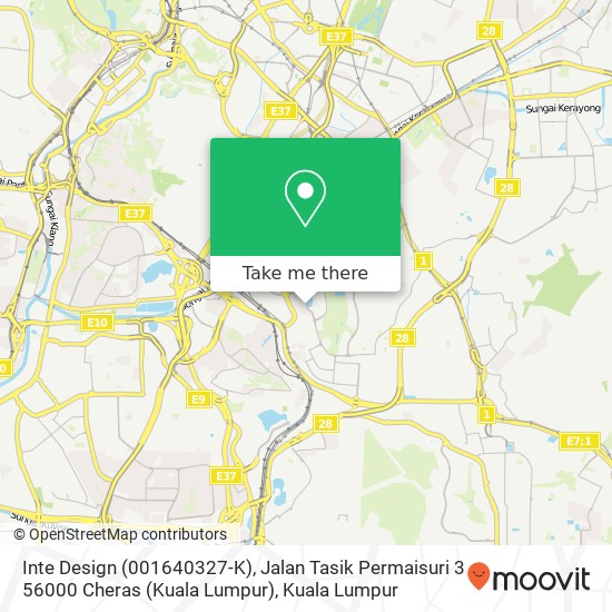 Inte Design (001640327-K), Jalan Tasik Permaisuri 3 56000 Cheras (Kuala Lumpur) map