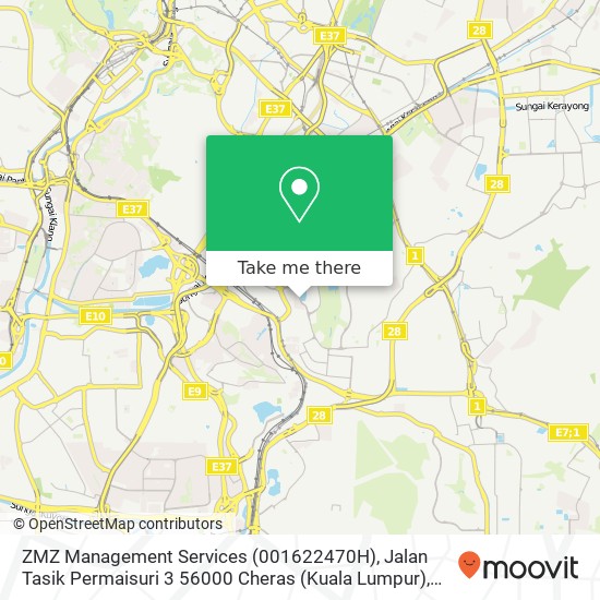 Peta ZMZ Management Services (001622470H), Jalan Tasik Permaisuri 3 56000 Cheras (Kuala Lumpur)