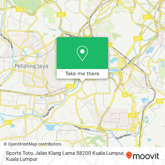 Peta Sports Toto, Jalan Klang Lama 58200 Kuala Lumpur