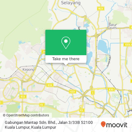 Gabungan Mantap Sdn. Bhd., Jalan 3 / 33B 52100 Kuala Lumpur map