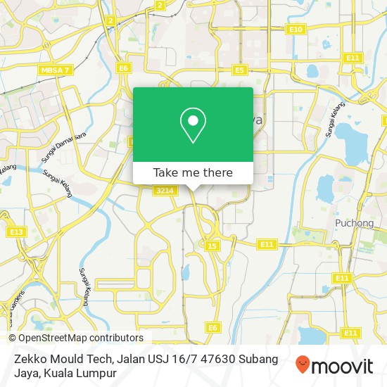 Peta Zekko Mould Tech, Jalan USJ 16 / 7 47630 Subang Jaya