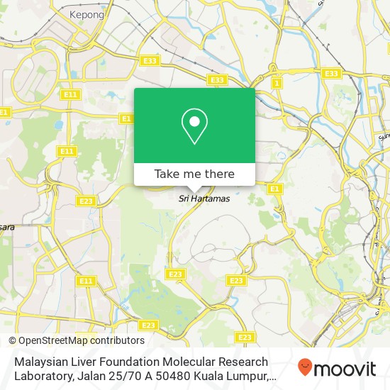 Malaysian Liver Foundation Molecular Research Laboratory, Jalan 25 / 70 A 50480 Kuala Lumpur map