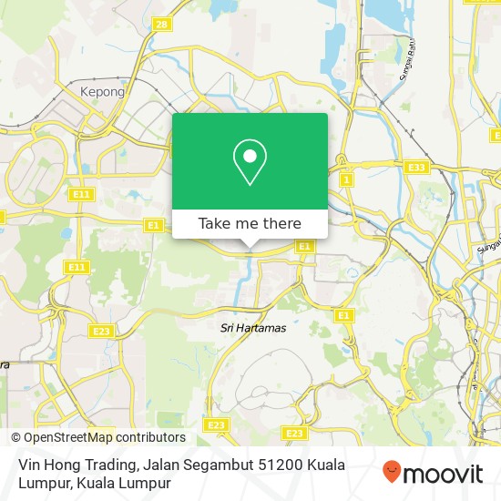 Peta Vin Hong Trading, Jalan Segambut 51200 Kuala Lumpur