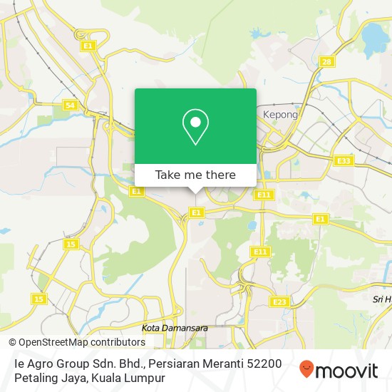 Ie Agro Group Sdn. Bhd., Persiaran Meranti 52200 Petaling Jaya map