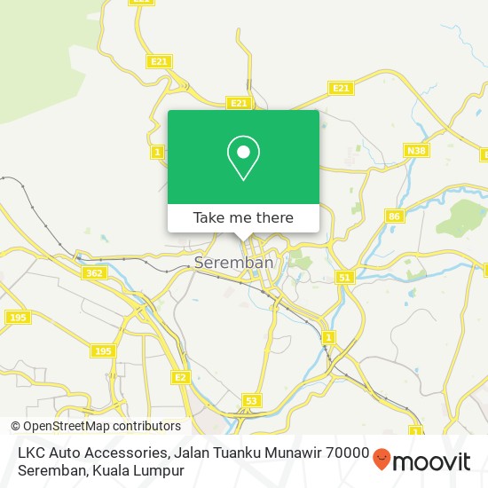 LKC Auto Accessories, Jalan Tuanku Munawir 70000 Seremban map