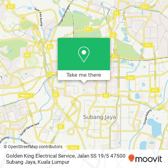 Golden King Electrical Service, Jalan SS 19 / 5 47500 Subang Jaya map