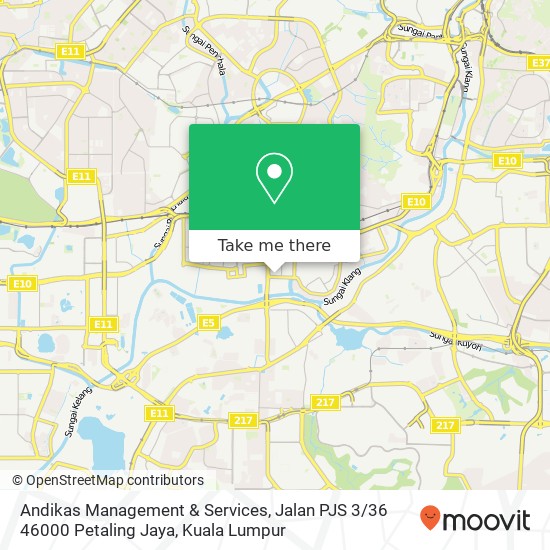 Peta Andikas Management & Services, Jalan PJS 3 / 36 46000 Petaling Jaya